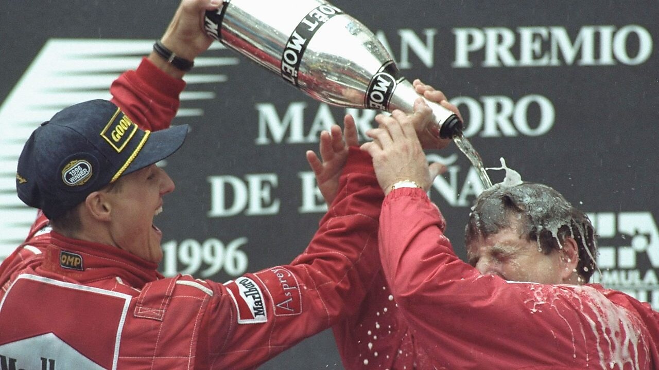 Michael Schumacher celebrating victory