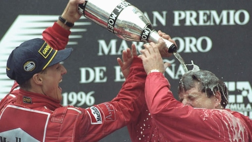 Michael Schumacher celebrating victory