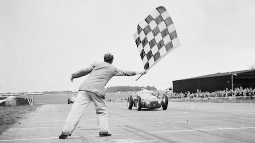 finish line of a 1950 racetrack